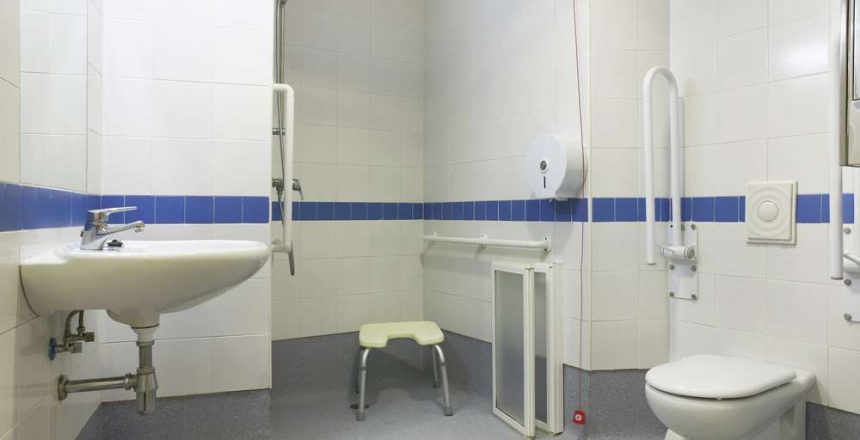 Bathroom detail for handicapped people. Horizontal format